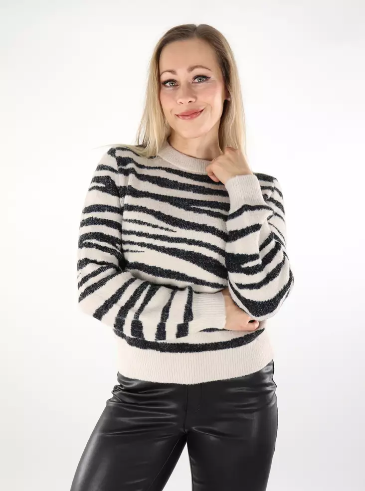 JDY women's sweater Animal cement/black zebra - Women's knitwear - 137453 - 1