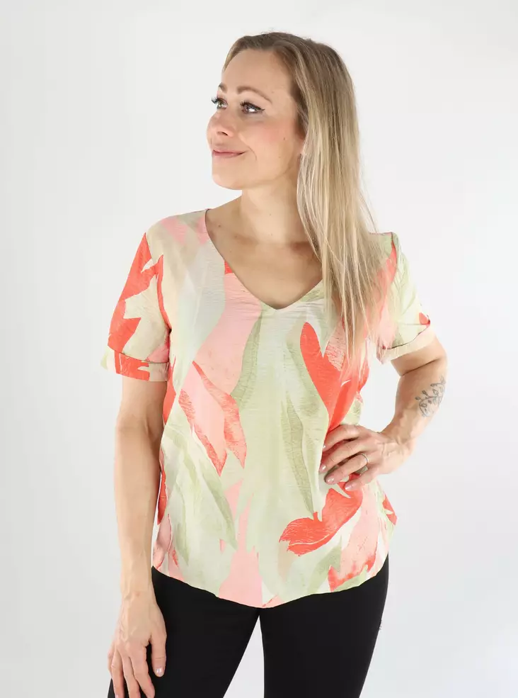 JDY women's t-shirt V-Neck sandshell/rose - Women's T-shirts - 138523 - 1