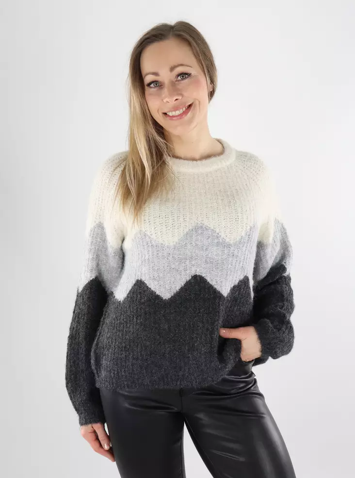 Only women's sweater Zigzag O-Neck baby's breath/lgm/dmg - Women's knitwear - 140043 - 1