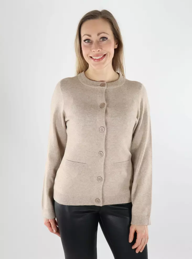 Only women's cardigan Fitted O-Neck mocha meringue - Women's knitwear - 140073 - 1