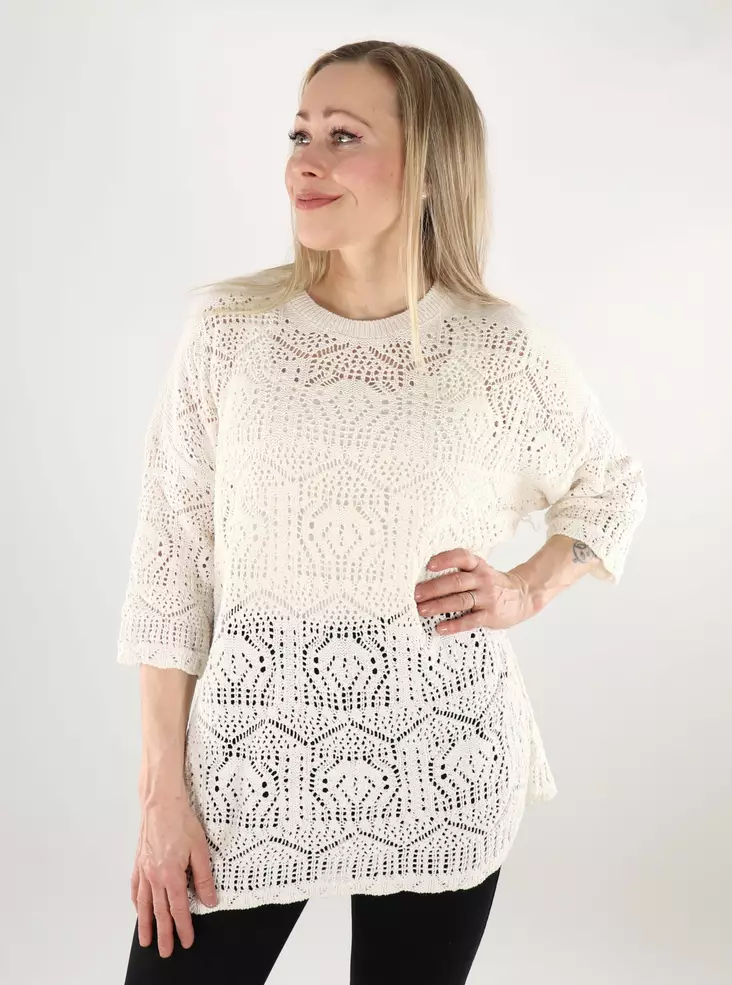 Only women's long sweater 3/4 Loose cloud dancer - Women's knitwear - 138023 - 1