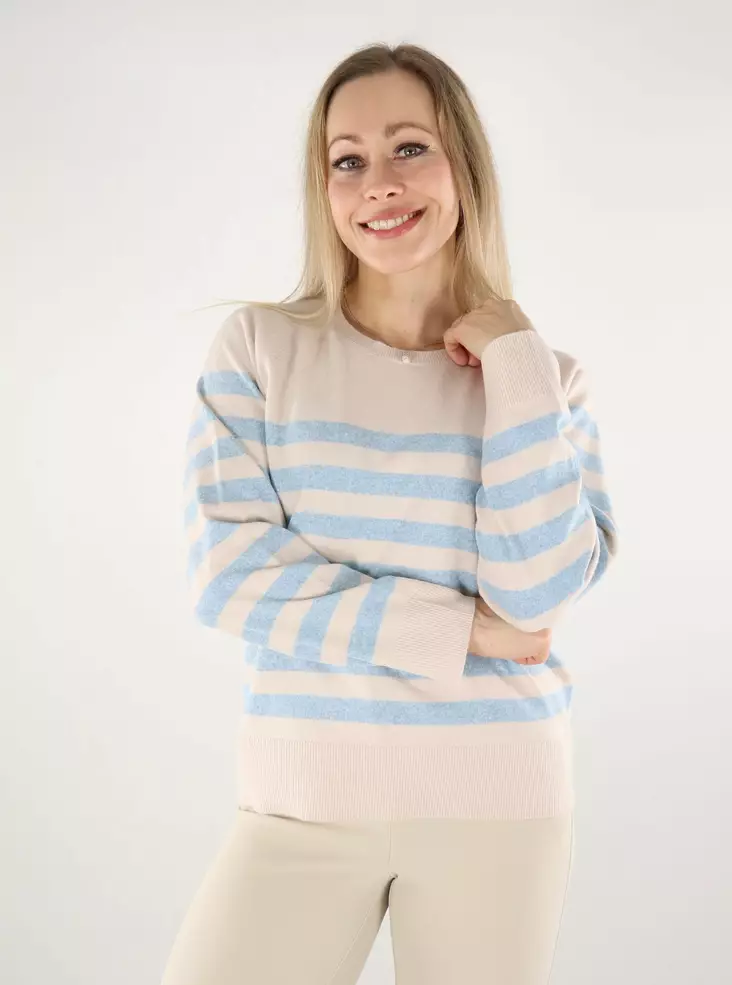 Only women's striped sweater Raglan birch/soft chamb - Women's knitwear - 137623 - 1