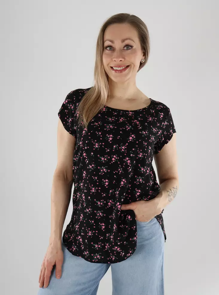 Only t-shirt ONLNOVA black/725 ditsy - Women's T-shirts - 140903 - 1