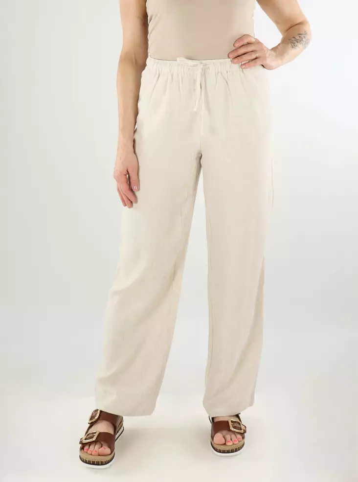 Only linen blend trousers ONLSIESTA MW Linen moonbeam - Women's trousers - 138563 - 1