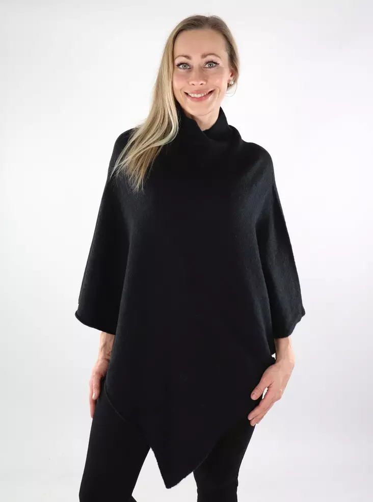 Pieces women's poncho Fortuna Highneck black - Women's capes and ponchos - 137323 - 1