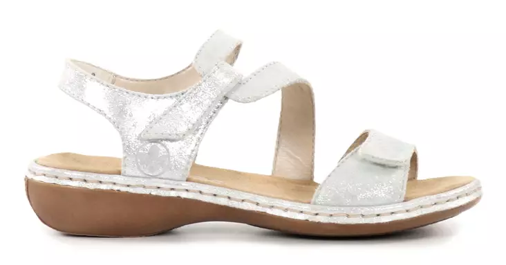 Rieker women's genuine leather sandals 659C7-93 silver - Rieker women`s sandals - 137943 - 1