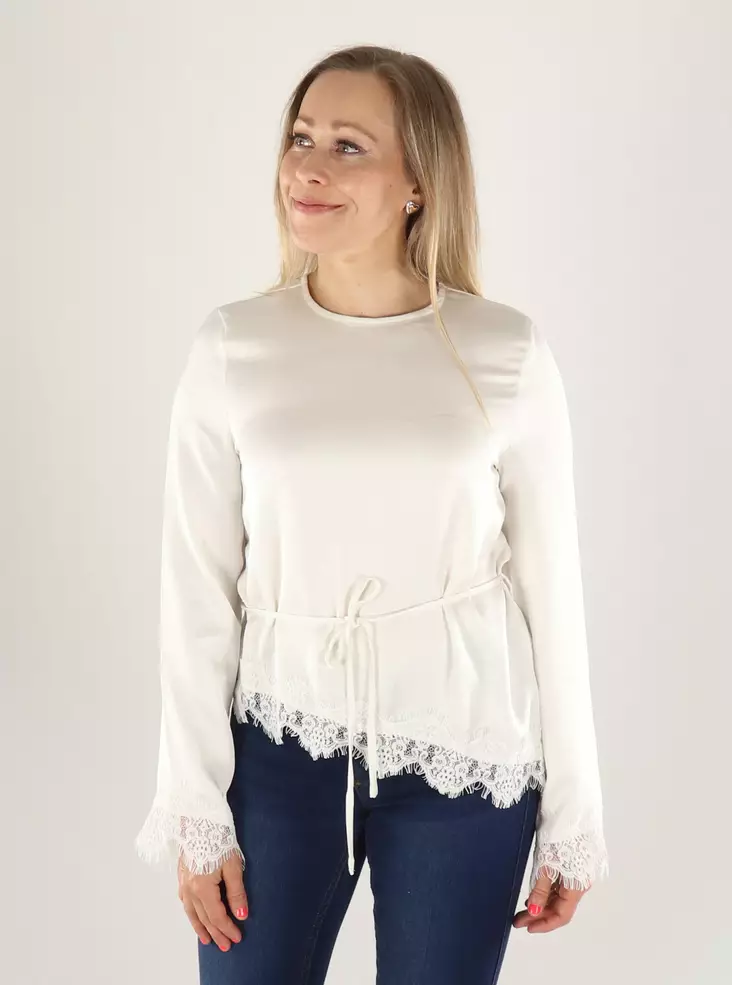 Vero Moda Shirt LS LACE TOP snow white - Women's long sleeved shirts - 141373 - 1