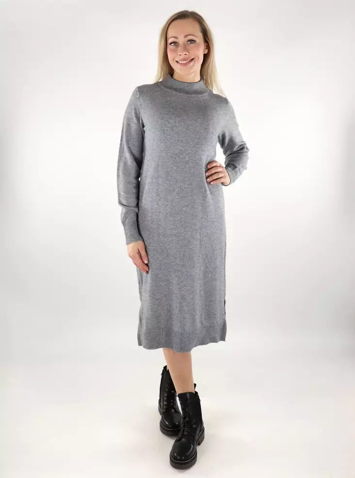 Vila midi-length knit dress Ril Crew Neck medium gray - Women's knitwear - 137183 - 1