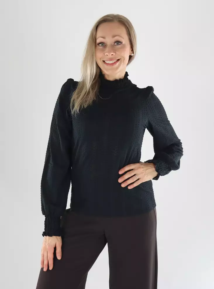 Vila Shirt L/S SMOCK TOP black beauty - Women's long sleeved shirts - 141533 - 1