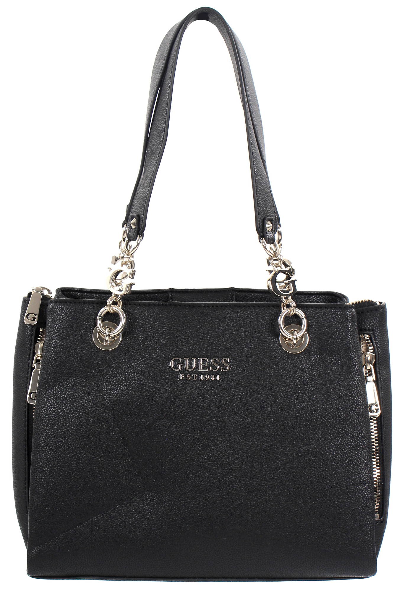 black guess purse with chain