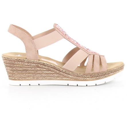 Rieker Wedge sandals 61913-31 pink - Rieker women`s sandals - 133244 - 1