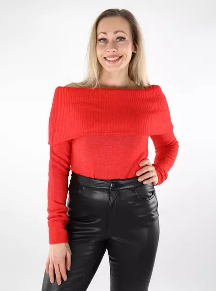 Pieces women's sweater Off Shoulder high risk red - Women's knitwear - 137434 - 1