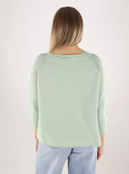 Vero Moda women's cotton sweater VMNEW Nora 3/4 Boatneck silt green - Women's knitwear - 140134 - 2