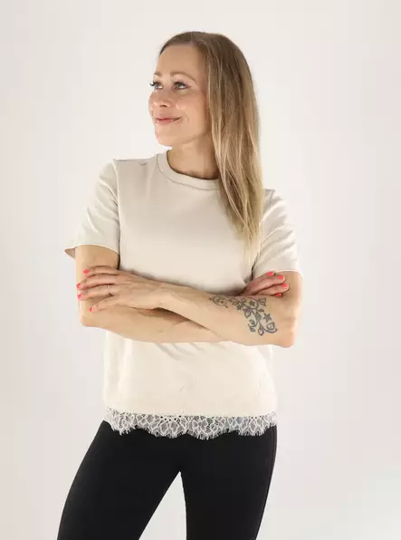 Vero Moda T-Shirt LACE S/S T-SHIRT pumice stone/lace - Women's T-shirts - 141484 - 1