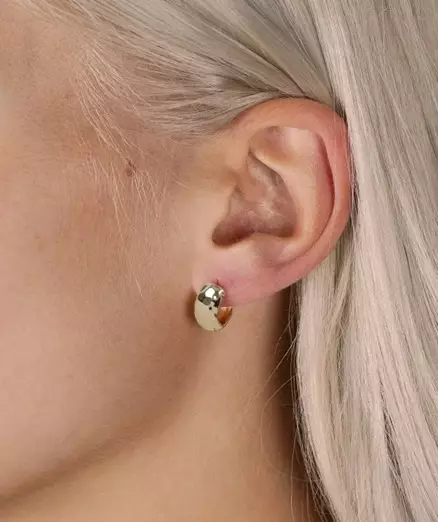 Snö of Sweden Earrings Union nine hammered ring 12 mm gold - Necklaces - 141594 - 2