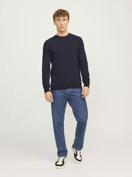 Jack&Jones men's sweater Globe Crew Neck mood indigo - Men's knitwear - 136934 - 2