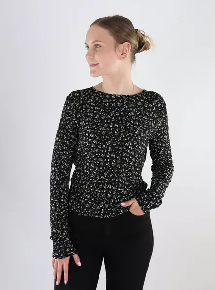 JDY women's stretch shirt Life black/ditzy flow - Women's long sleeved shirts - 140094 - 1