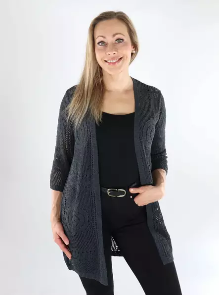 JDY women's kimono/cardigan 3/4 asphalt - Women's knitwear - 138544 - 1