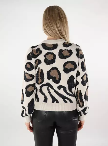 JDY women's sweater Animal cement/black/malt - Women's knitwear - 137454 - 2