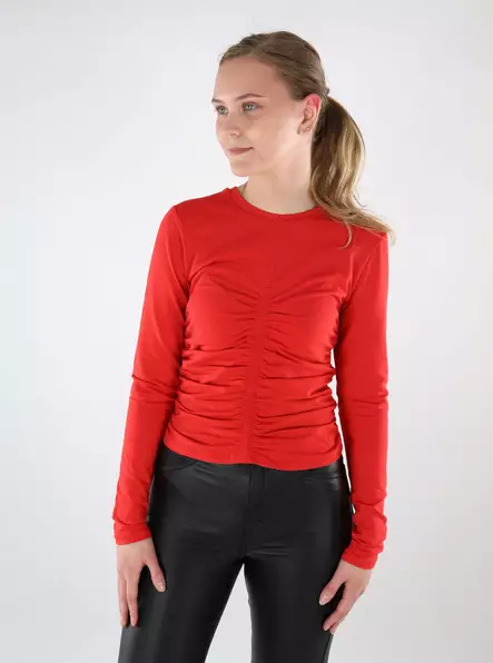 Only women's shirt Ruched high risk red - Women's long sleeved shirts - 137654 - 1