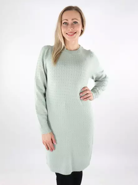 Only Knitted Dress Puff aqua gray - Women's knitwear - 137334 - 1