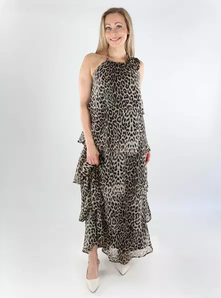 Pieces leopard print dress Long Layred black/leo - Dresses and tunics - 138524 - 1