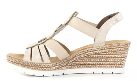 Rieker women's wedge sandals 619B2-60 beige - Rieker women`s sandals - 137944 - 2
