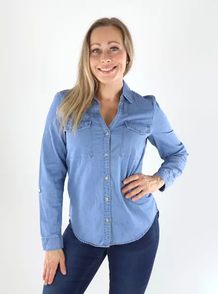 Vero Moda VMBUMPY LS LOOSE medium blue shirt - Women's shirts and blouses - 141504 - 1