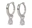 Snö of Sweden Earrings Trinity drop pendant ring silver/clear - Earrings - 141604 - 1