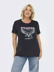 Only Carmakoma Plus Size Printed T-Shirt Tvättad svart/glitter - Women's T-shirts - 138364 - 2