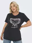 Only Carmakoma Plus Size Printed T-Shirt Tvättad svart/glitter - Women's T-shirts - 138364 - 3