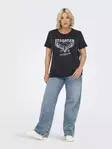 Only Carmakoma Plus Size Printed T-Shirt Tvättad svart/glitter - Women's T-shirts - 138364 - 1