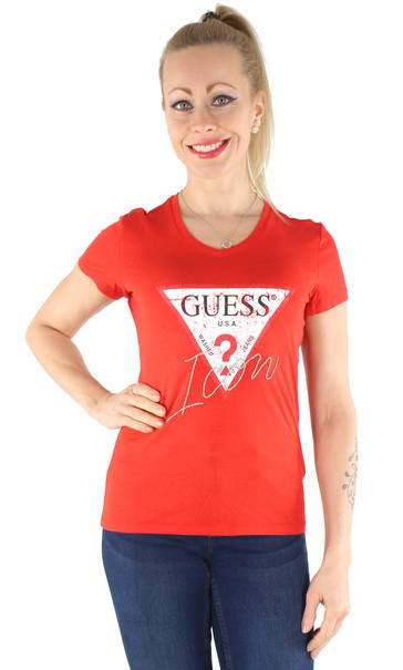 guess red t shirt women's