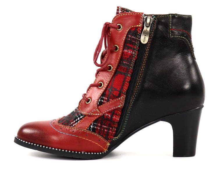 Bottines Femme Laura Vita Elcodieo 213 – Dessus Cuir/textile, Semelle Gomme, Style Floral Et Rock