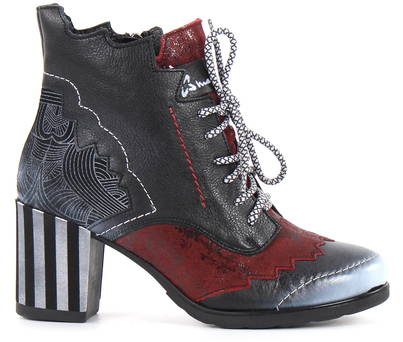black and red ankle boots