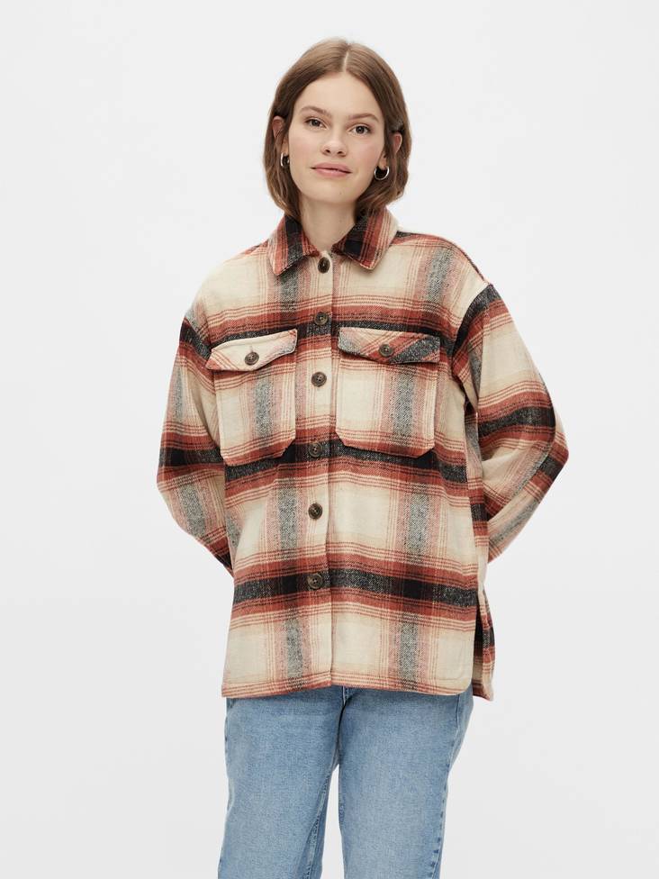 Pieces Jacket shacket, Orange/Black - Women's light jackets - 128964 - 1