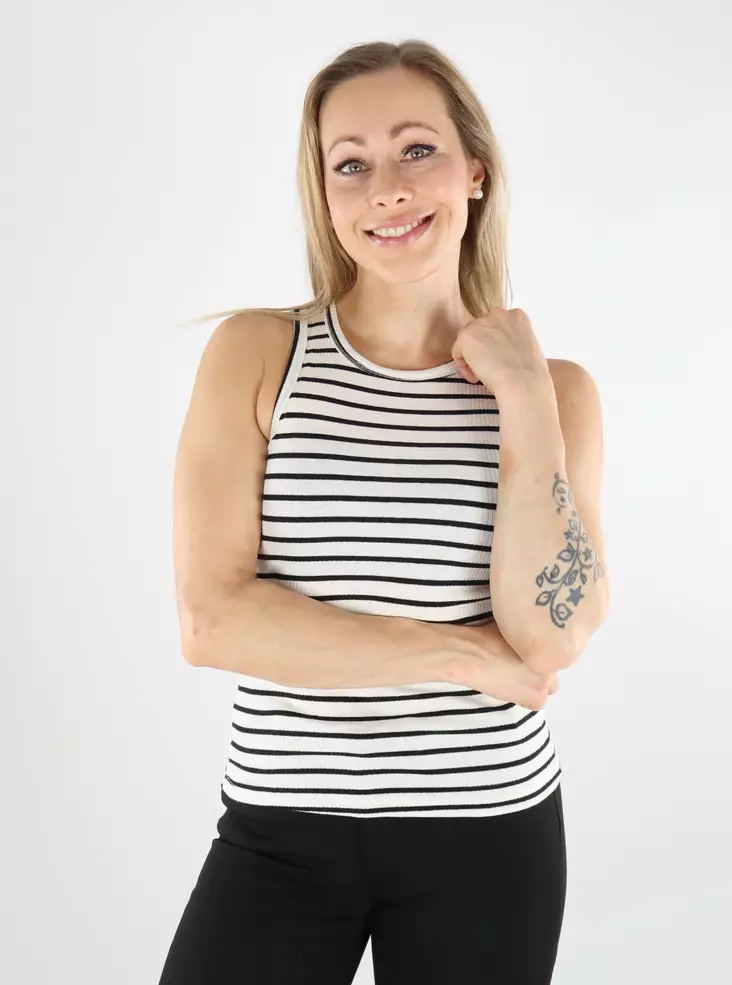 Pieces ribbed top Ruka Boxer Tank cloud dancer/new black - Women's tank tops - 138344 - 1
