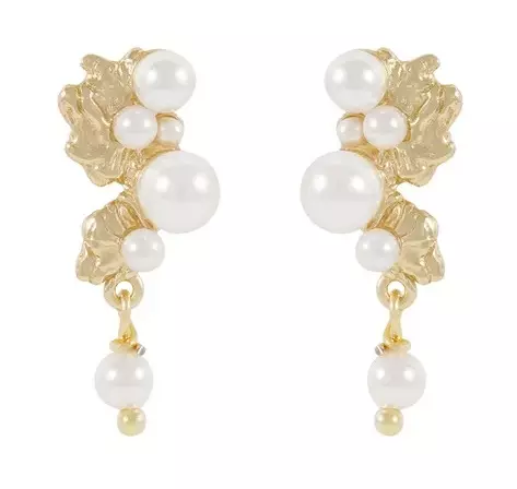 Snö of Sweden Earrings Line gold/white - Earrings - 138644 - 1