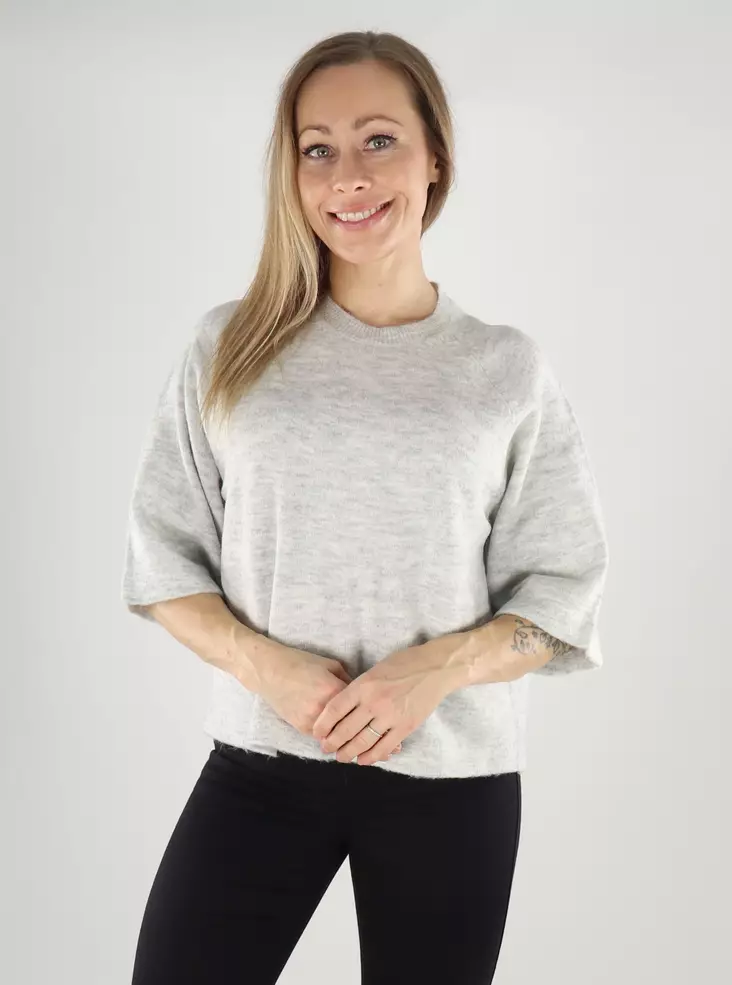Only women's sweater Pullover 3/4 light grey melange - Women's knitwear - 139694 - 1
