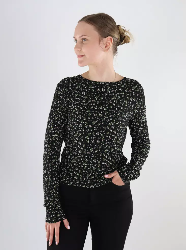 JDY women's stretch shirt Life black/ditzy flow - Women's long sleeved shirts - 140094 - 1