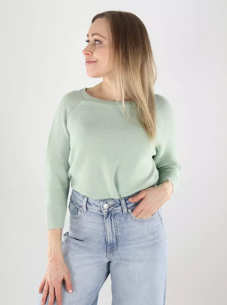 Vero Moda women's cotton sweater VMNEW Nora 3/4 Boatneck silt green - Women's knitwear - 140134 - 1