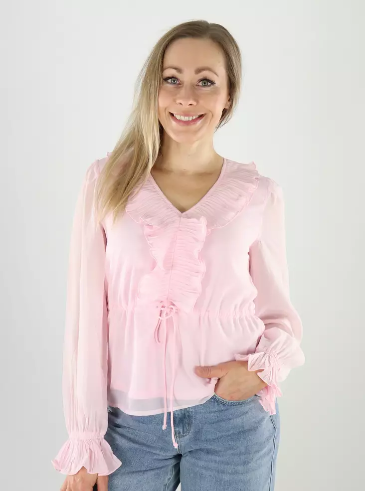 Vero Moda shirt plisse pink-a-boo - Women's long sleeved shirts - 141184 - 1
