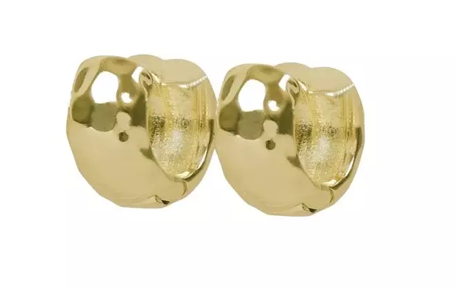 Snö of Sweden Earrings Union nine hammered ring 12 mm gold - Necklaces - 141594 - 1