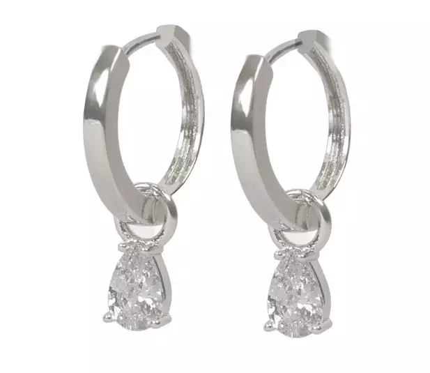 Snö of Sweden Earrings Trinity drop pendant ring silver/clear - Earrings - 141604 - 1