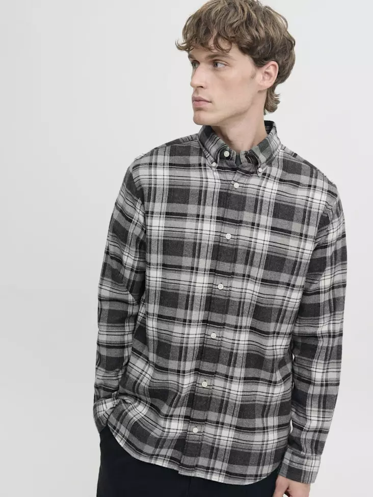 Jack&Jones men's flannel shirt grey check - Men's dress shirts - 139994 - 1