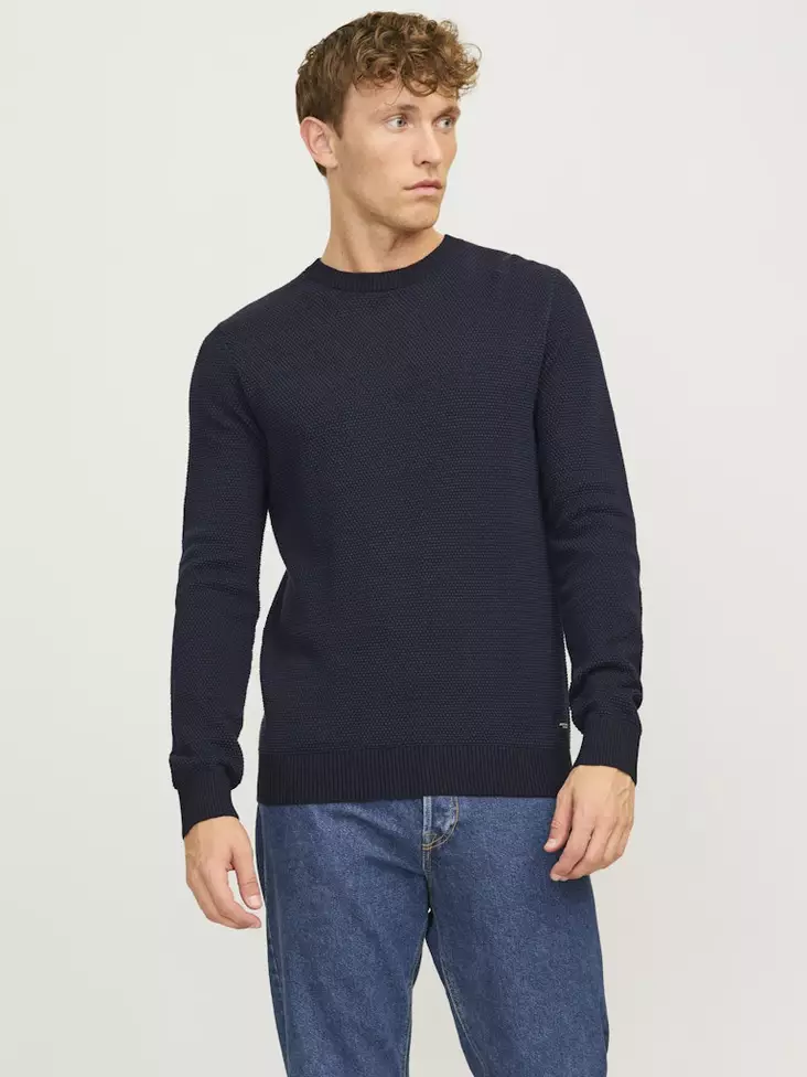 Jack&Jones men's sweater Globe Crew Neck mood indigo - Men's knitwear - 136934 - 1