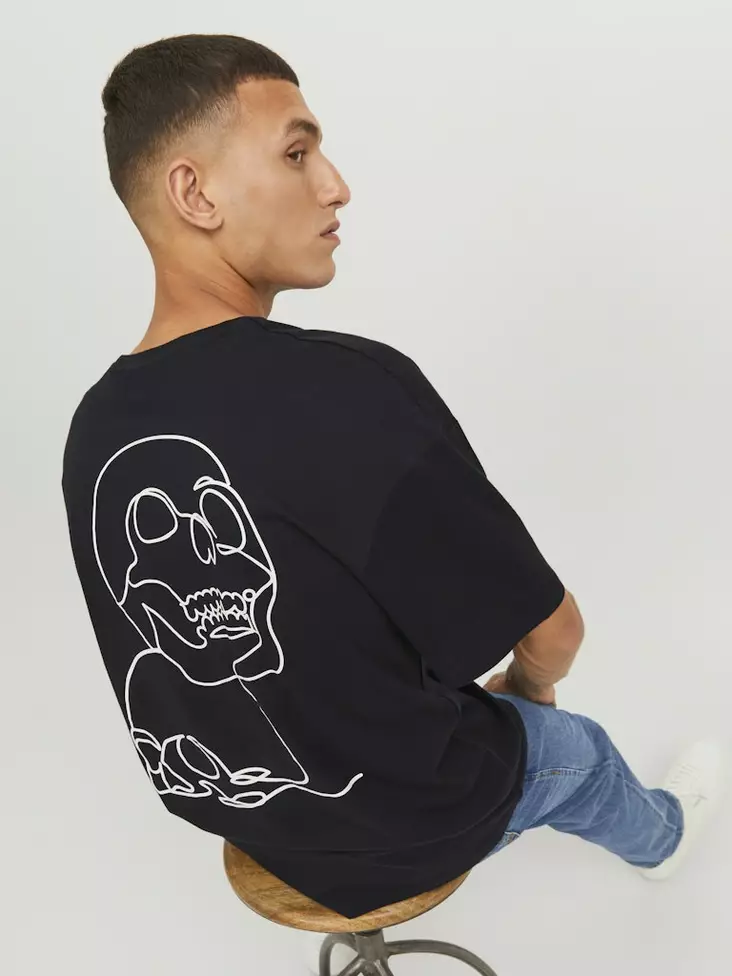 Jack&Jones men's t-shirt Tee black/skull - Men's T-shirts - 137574 - 1