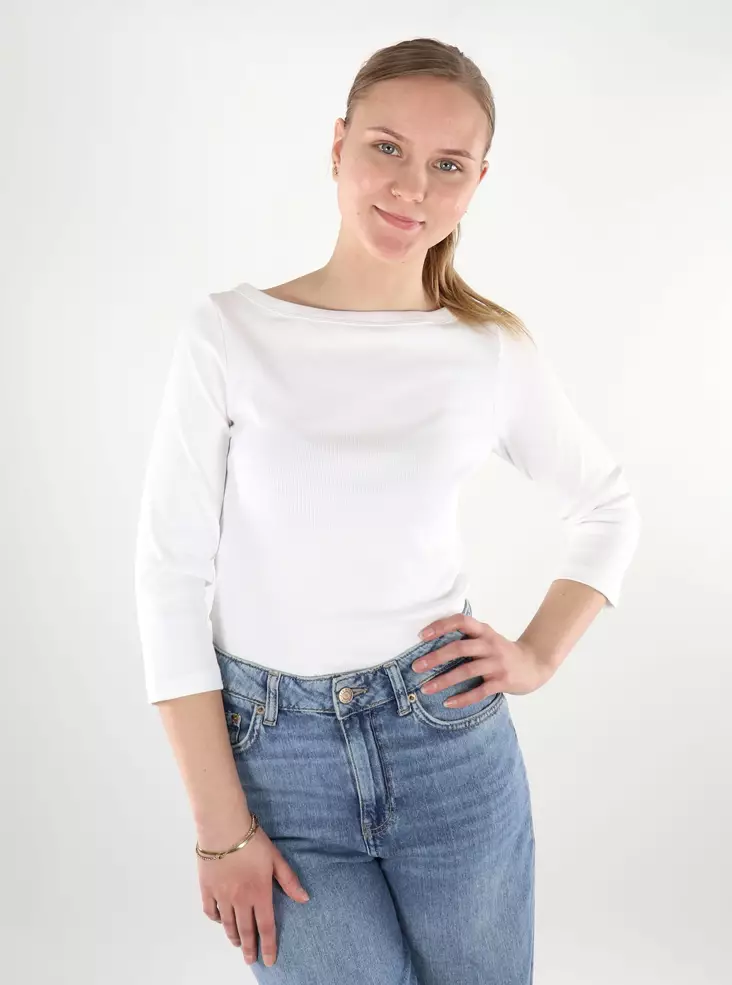JJXX women's ribbed shirt 3/4 Boatneck bright white - Women's long sleeved shirts - 137844 - 1