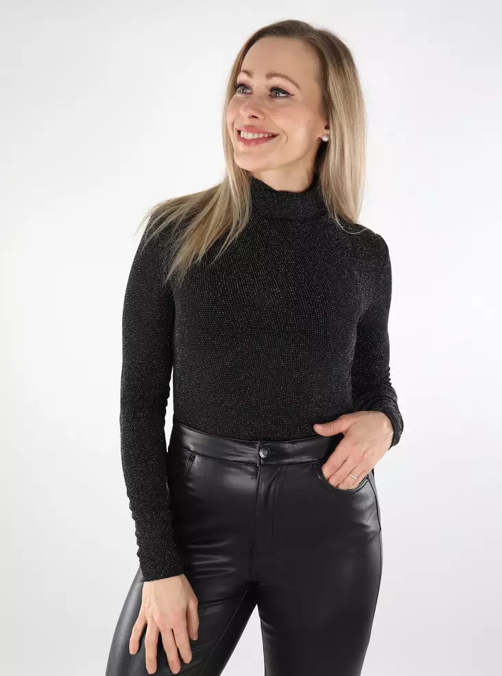 Only glitter shirt Rollneck black/silver - Women's long sleeved shirts - 137534 - 1