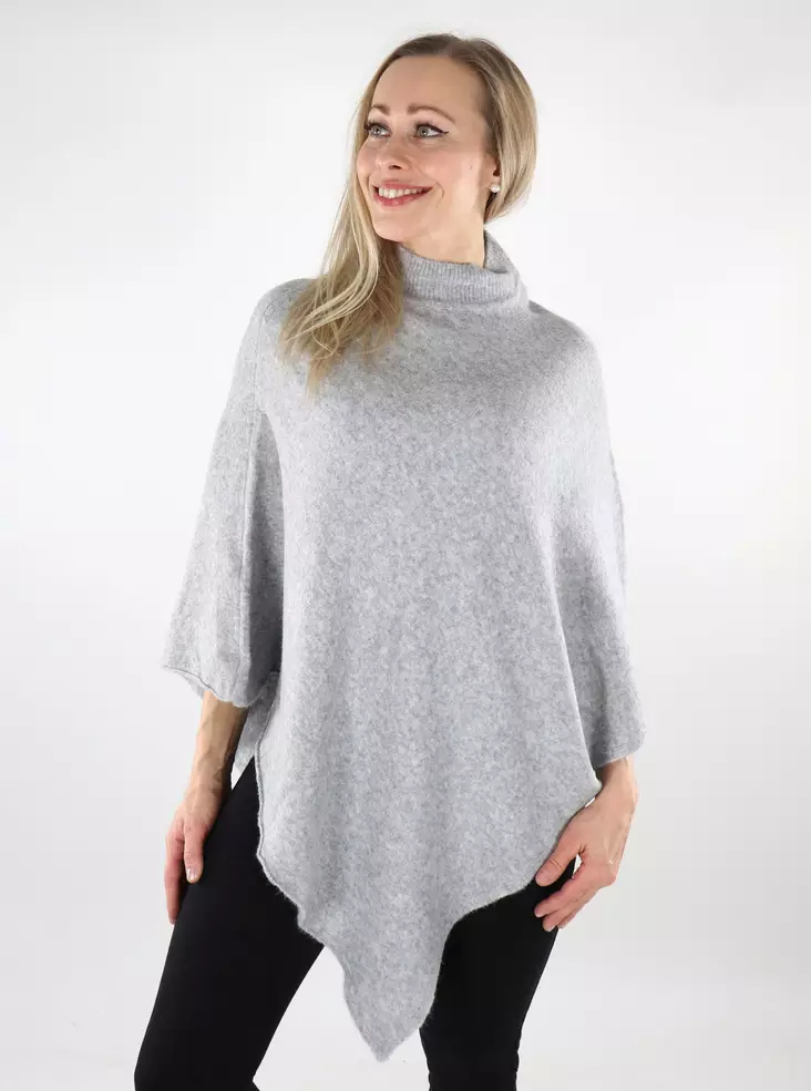 Pieces women's poncho Fortuna Highneck medium gray - Women's capes and ponchos - 137324 - 1